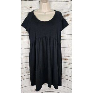 Pact Black Knit Shirt Dress M Short Sleeves Organic Cotton Blend Womens
